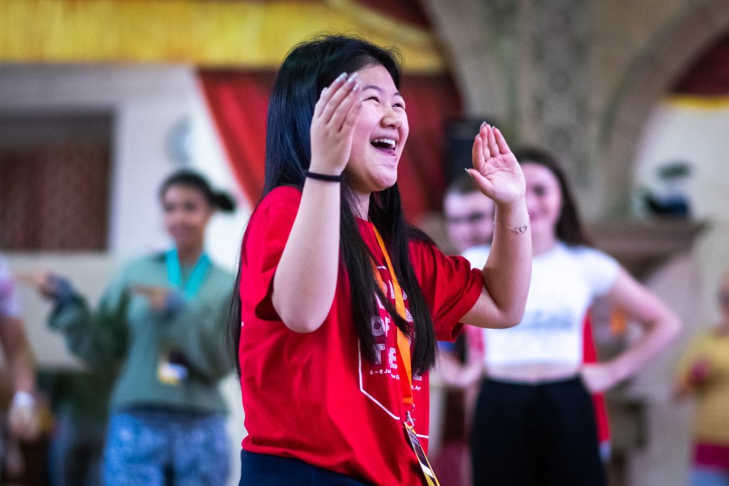 A young and happy theatre performer